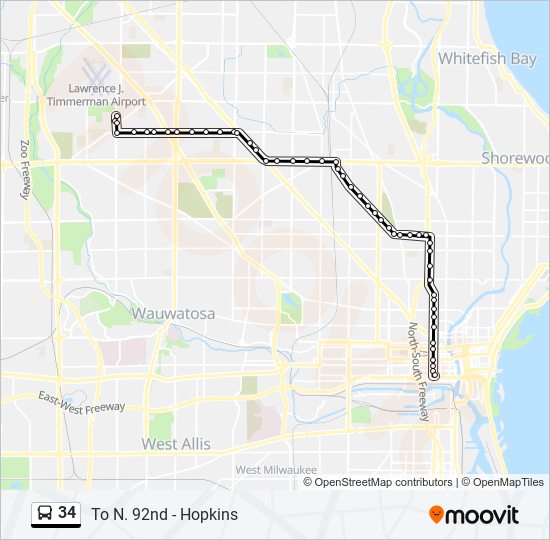 34 bus Line Map