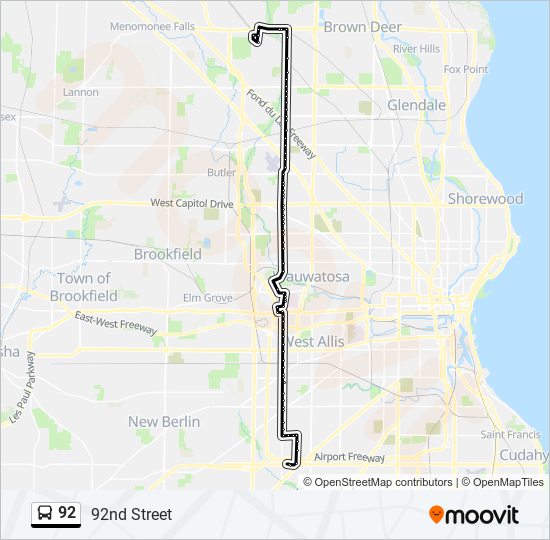 92 bus Line Map