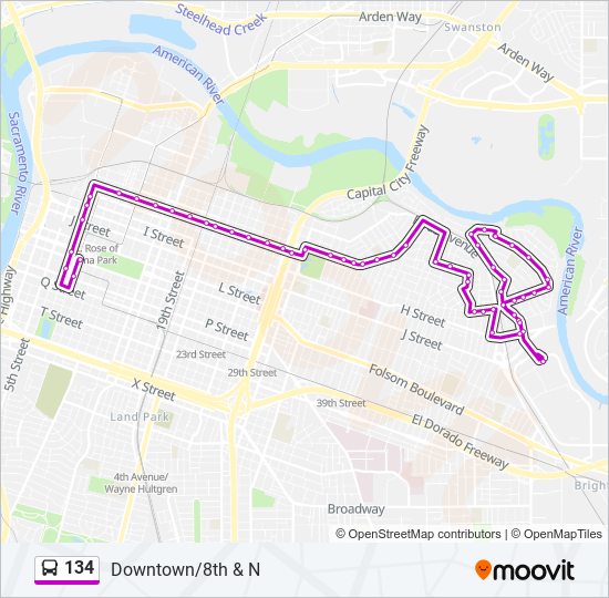 134 bus Line Map