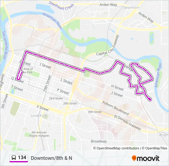 134 Bus Line Map