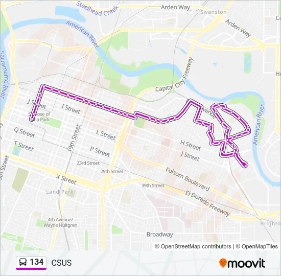 134 Bus Line Map