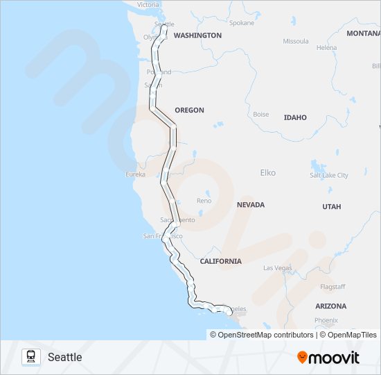 COAST STARLIGHT train Line Map