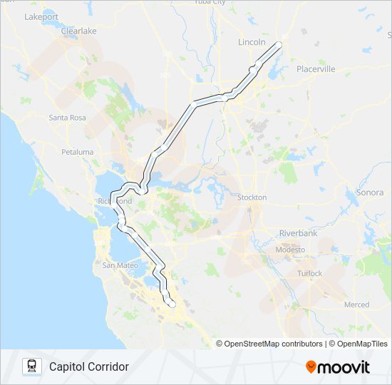 CAPITOL CORRIDOR Train Line Map