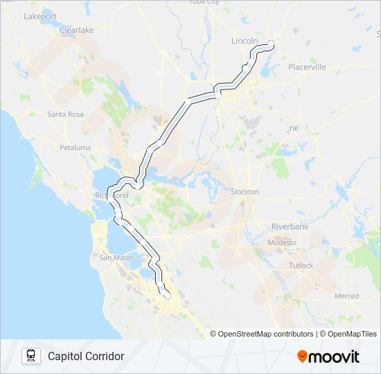 CAPITOL CORRIDOR train Line Map