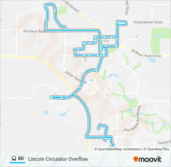 80 Bus Line Map