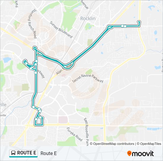 ROUTE E bus Line Map