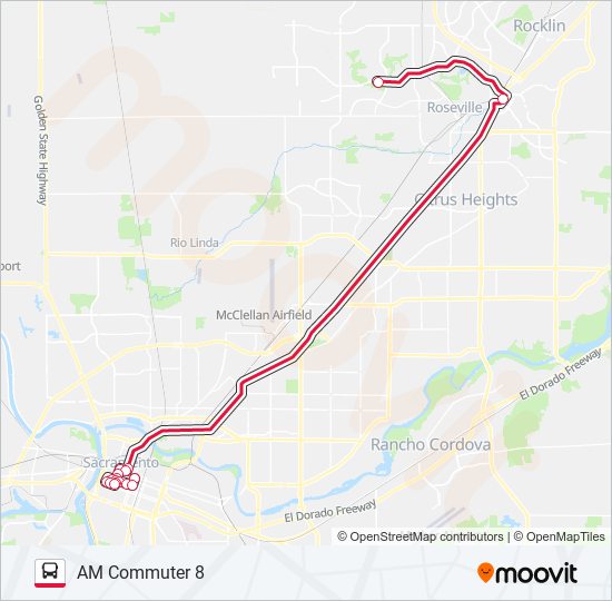 AM COMMUTER 8 bus Line Map