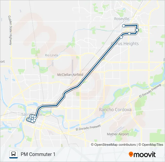 PM COMMUTER 1 Bus Line Map
