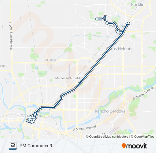 PM COMMUTER 9 bus Line Map