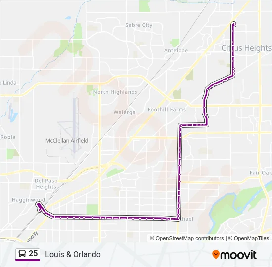 25 Bus Line Map