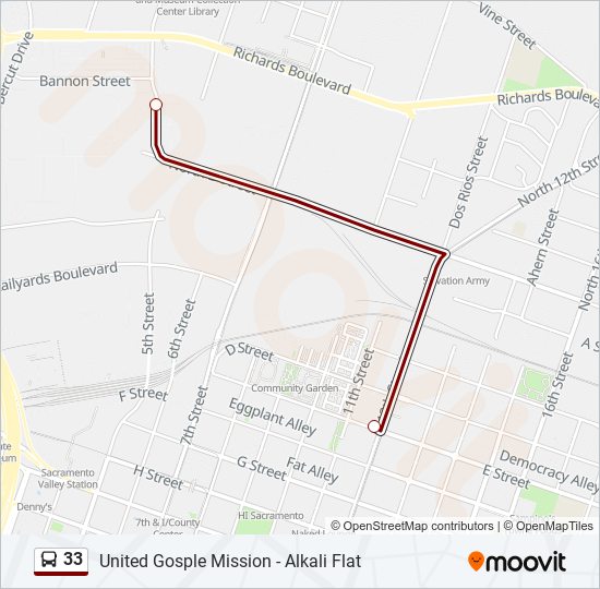 33 bus Line Map