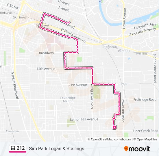 212 bus Line Map