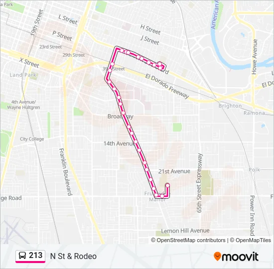 Mapa de 213 de autobús