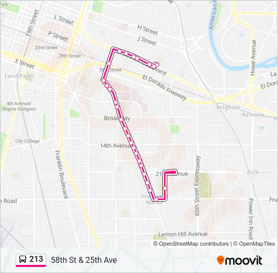 Mapa de 213 de autobús