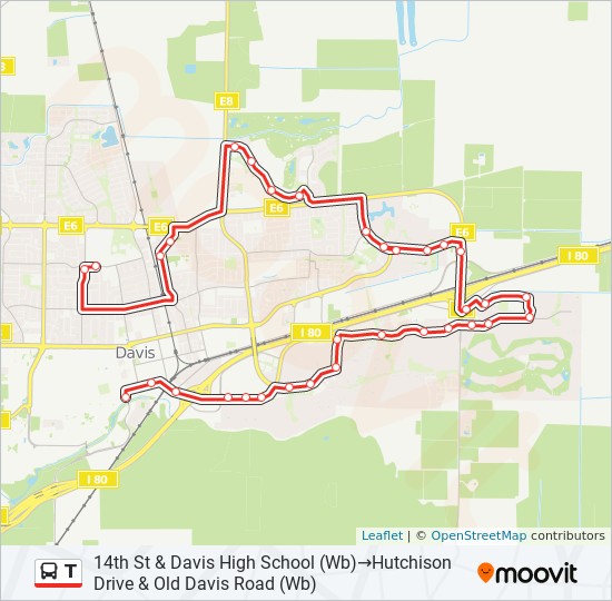 T Route Schedules Stops Maps 14th St Davis High School Wb Hutchison Drive Old Davis Road Wb