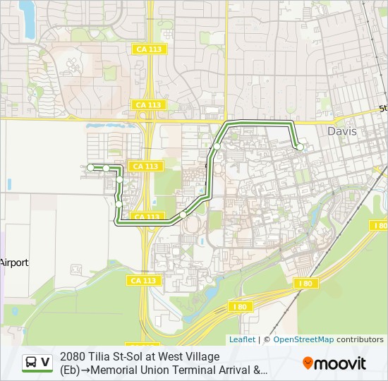 V Route Schedules Stops Maps 80 Tilia St Sol At West Village Eb Memorial Union Terminal Arrival Howard Way Nb