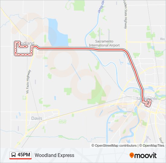 45PM bus Line Map