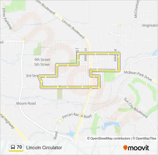 Mapa de 70 de autobús