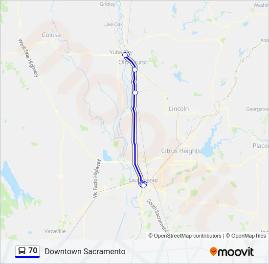 Mapa de 70 de autobús