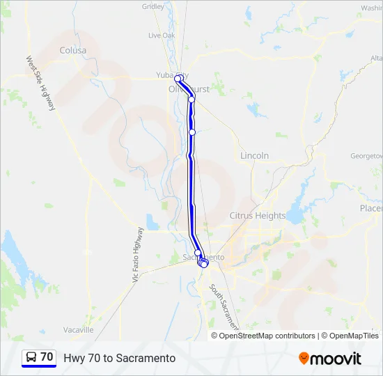 Mapa de 70 de autobús