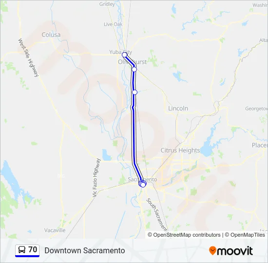Mapa de 70 de autobús