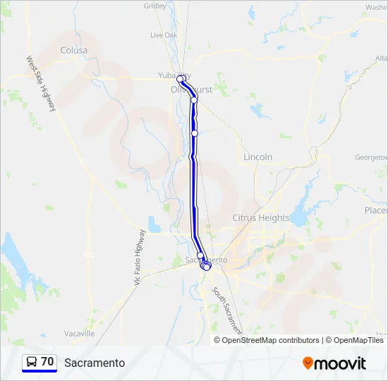 Mapa de 70 de autobús