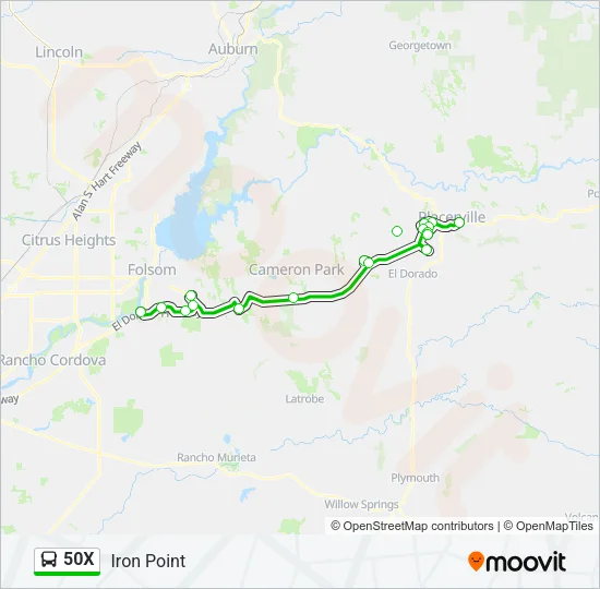 50X Bus Line Map
