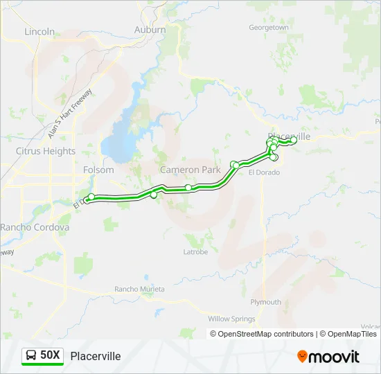 50X Bus Line Map