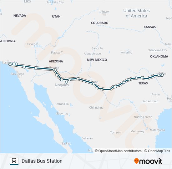 GREYHOUND US1000 bus Line Map