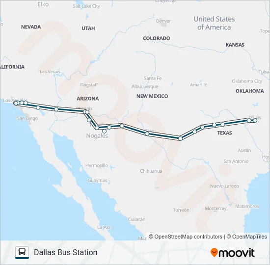 GREYHOUND US1000 Bus Line Map