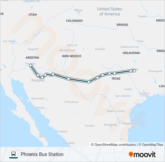 GREYHOUND US1000 Bus Line Map