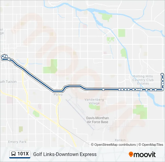 101X Bus Line Map