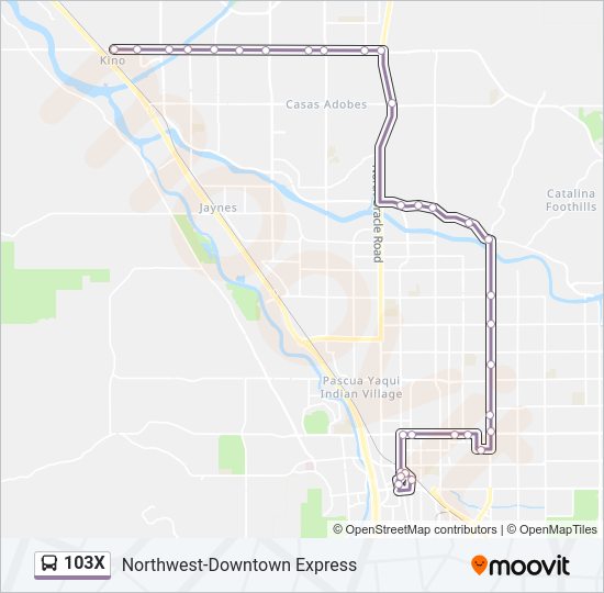 103X bus Line Map