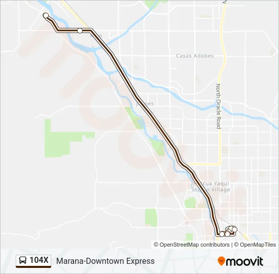 104X Bus Line Map