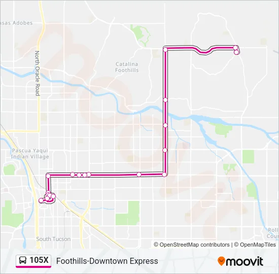 105X Bus Line Map