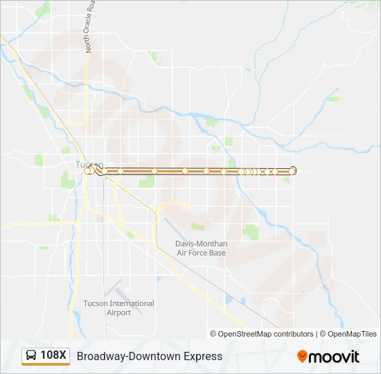 108X Bus Line Map