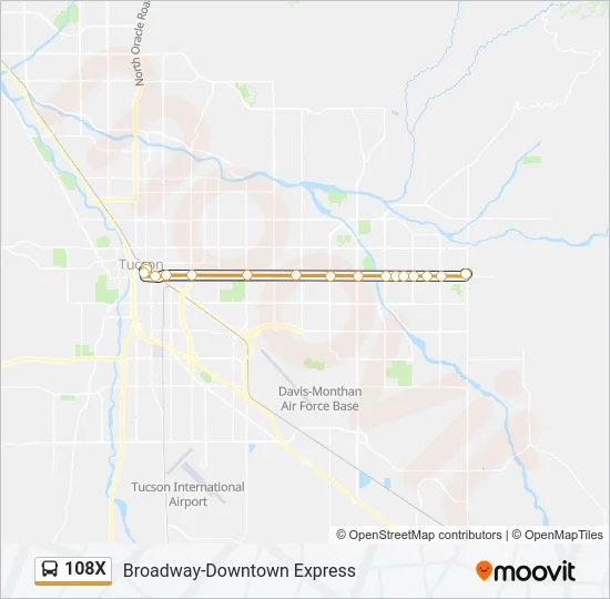 108X Bus Line Map