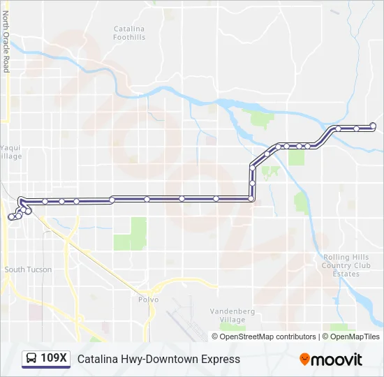 109X Bus Line Map