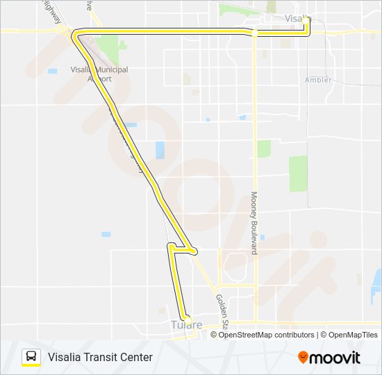 TULARE TO VISALIA EXPRESS Bus Line Map