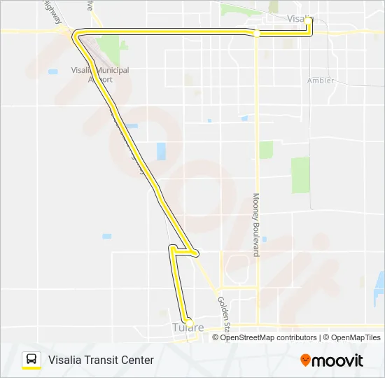TULARE TO VISALIA EXPRESS Bus Line Map