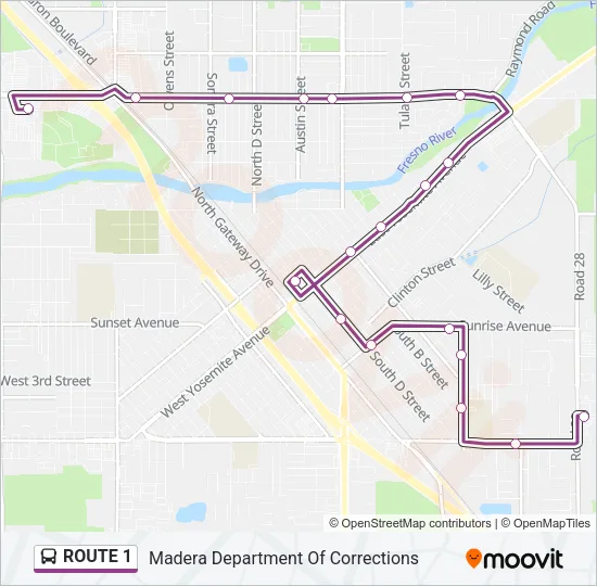 ROUTE 1 Bus Line Map