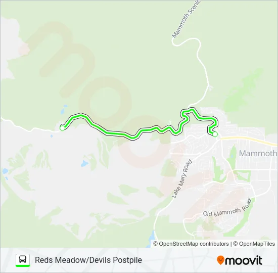 REDS MEADOW/DEVILS POSTPILE Bus Line Map
