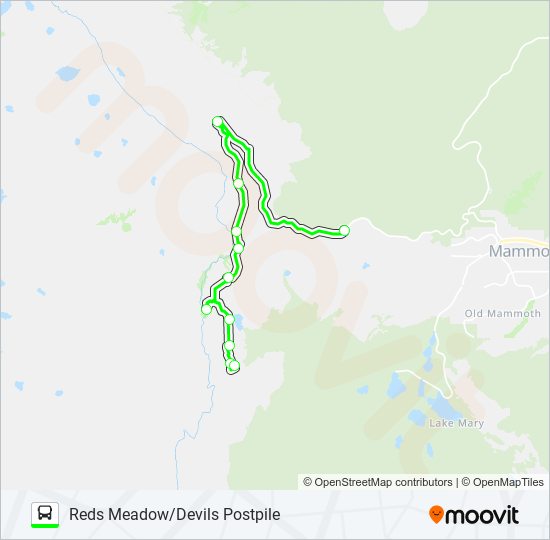 REDS MEADOW/DEVILS POSTPILE bus Line Map