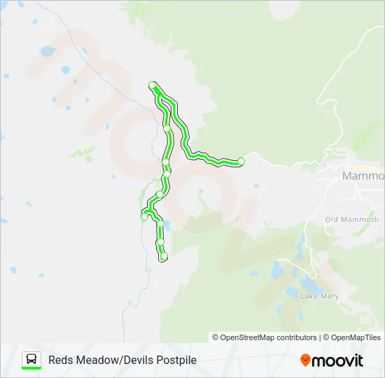 REDS MEADOW/DEVILS POSTPILE Bus Line Map
