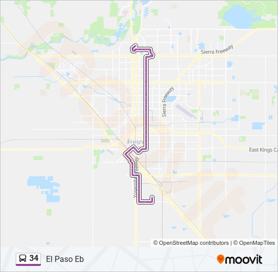 34 bus Line Map