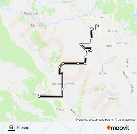 COALINGA TRANSIT Bus Line Map