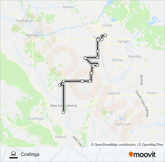 COALINGA TRANSIT Bus Line Map