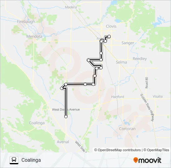 COALINGA TRANSIT Bus Line Map