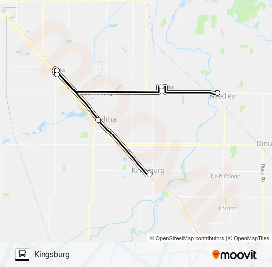 KINGSBURG-REEDLEY Bus Line Map