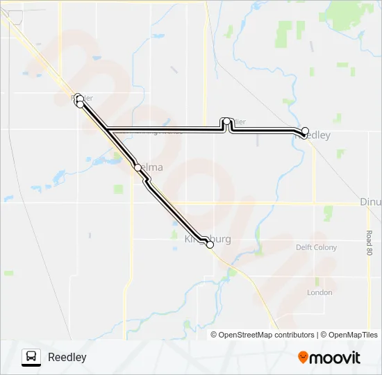KINGSBURG-REEDLEY Bus Line Map